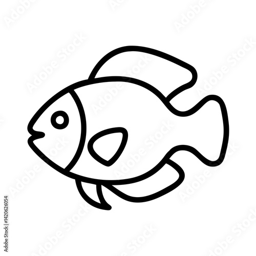 oscar fish line drawn outline vector art - illustration oscar fish, isolated transparent background