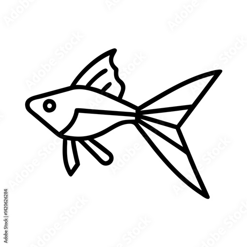 swordtail fish line drawn outline vector art - illustration swordtail fish, isolated transparent background
