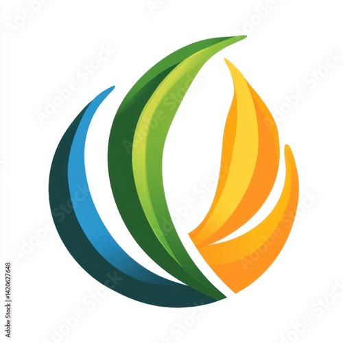 Free Download Abstract Leaf Symbol with Blue, Green, and Yellow Gradient Design on White Background - GFXLoad