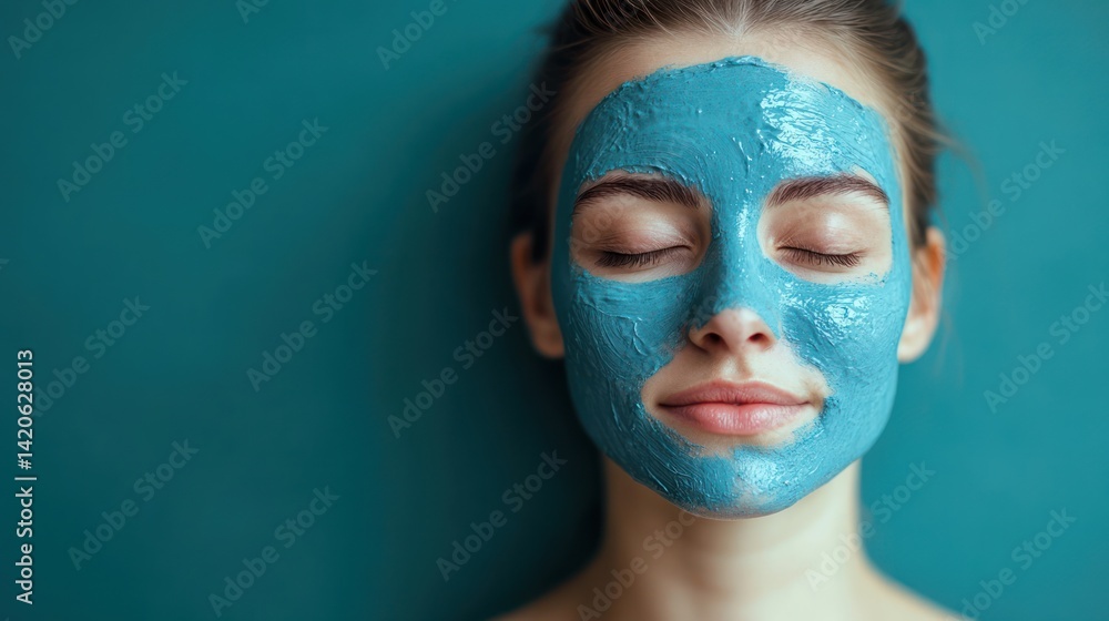 Relaxing skincare routine of a young woman with a moisturizing facial mask Relaxing skincare routine of a young woman with a moisturizing facial mask