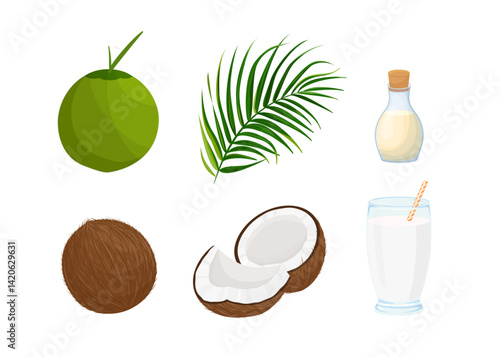 Coconut products stock illustration