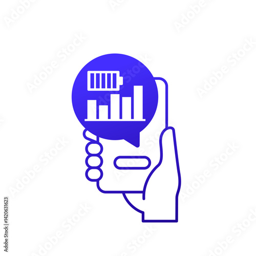 battery performance icon icon with a phone