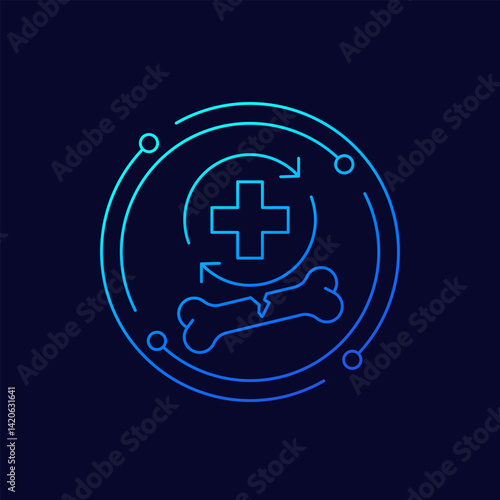 bone fracture recovery icon in linear design, vector