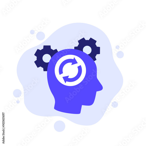 change mindset vector icon with a head