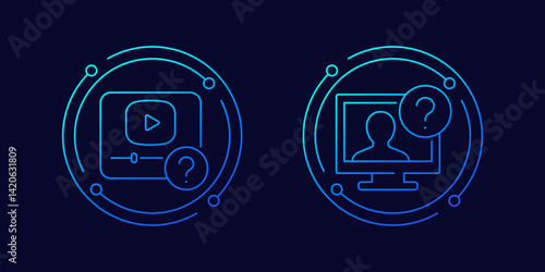 explainer video, tutorial icons in linear design