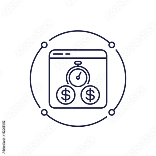 fast loan, money online icon in line design