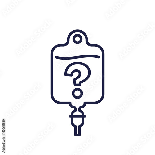 iv bag, medical drip line icon with question