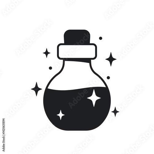 Magic potion, elixir bottle vector illustration