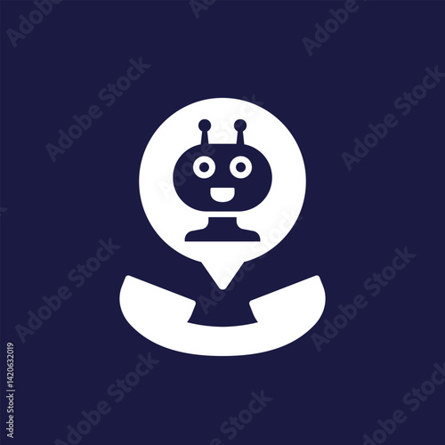 robocall icon with robot and phone, vector