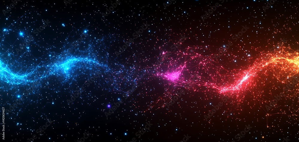 Fototapeta premium Cosmic wave of energy network with vibrant colors in deep space backdrop