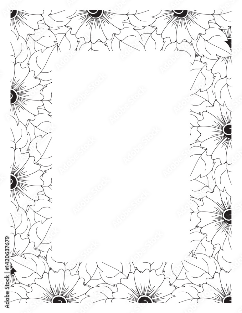 Obraz premium Flower Borders Coloring Books -KDP