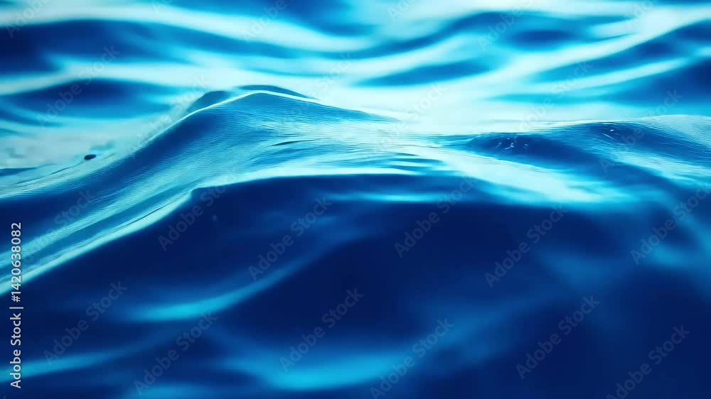 Blue water waves background. Close up of ripples on the ocean water surface Blue water waves background. Close up of ripples on the ocean water surface