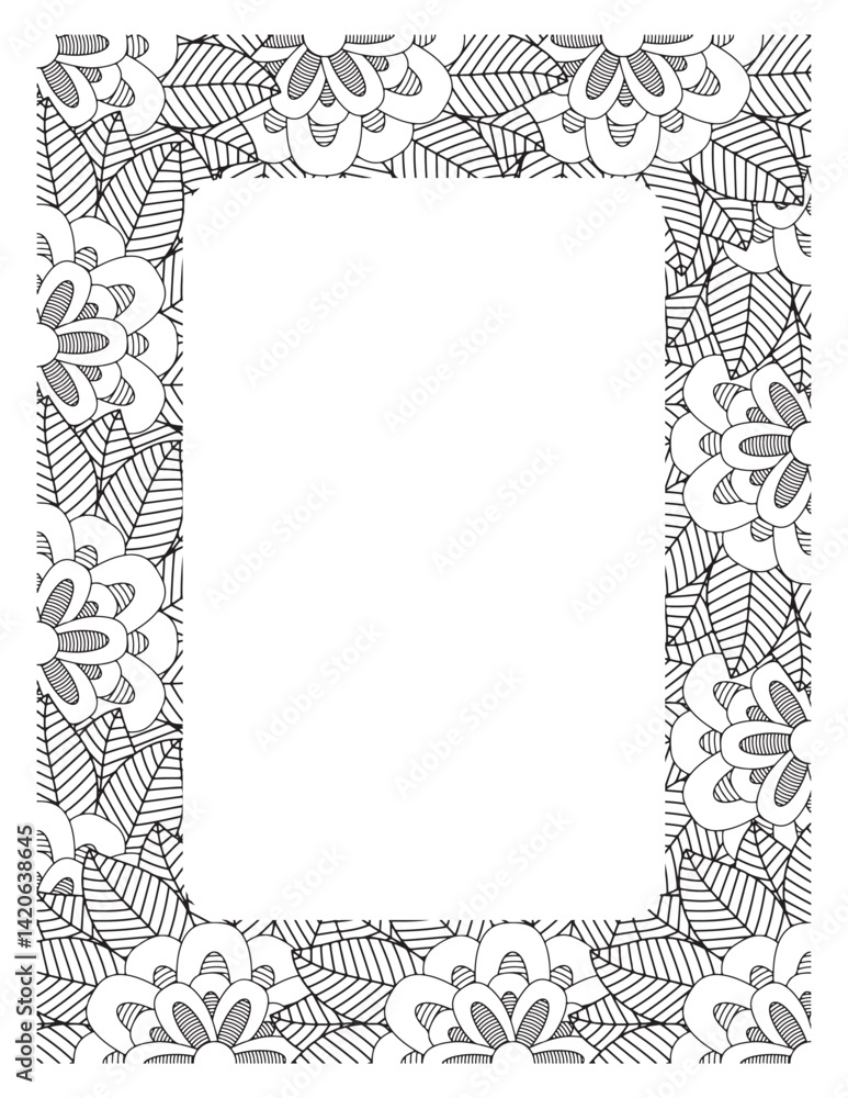 Obraz premium Flower Borders Coloring Books -KDP