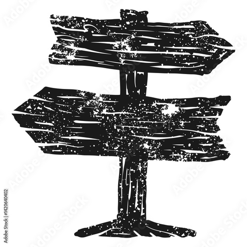 Grunge texture silhouette wood board sign