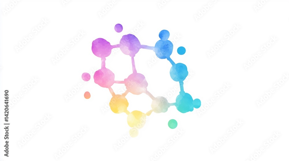 molecular structure with atoms and bonds, colorful chemical illustration, highly detailed and symmetrical, clean design, no text, molecular structure with atoms and bonds, colorful chemical illustration, highly detailed and symmetrical, clean design, no text,