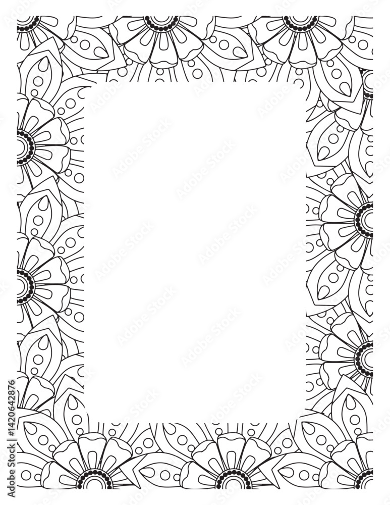 Obraz premium Flower Borders Coloring Books -KDP