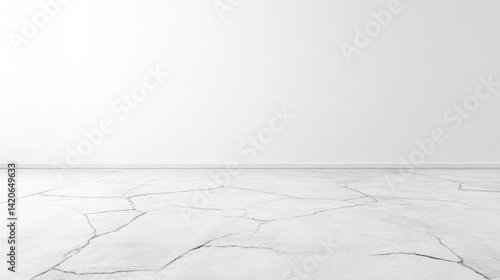 Empty room with cracked white floor