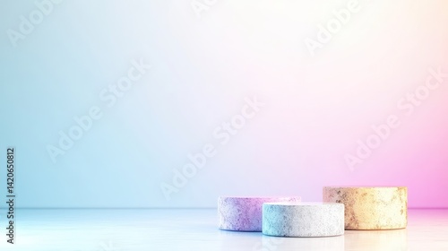 Minimalist display podiums in soft pastel colors