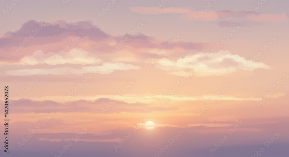 Sunset with Clouds Painting Sunset with Clouds Painting