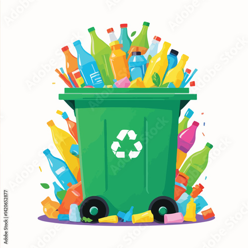  trash can filled with recyclable plastic items