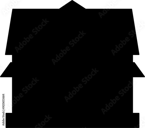 Black house silhouette vector for kids' learning, coloring, and educational activities. Perfect for worksheets, crafts, and preschool projects.