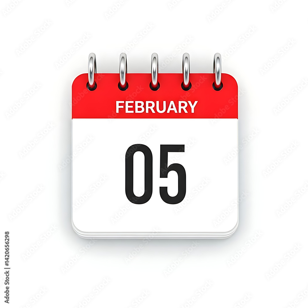 February 05 date on calendar February 05 date on calendar