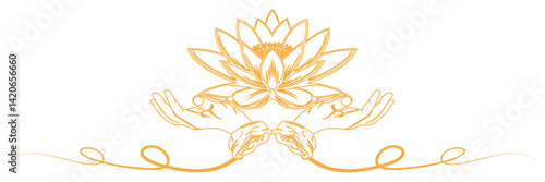 line art buddha hand and lotus illustration with a vesak day
