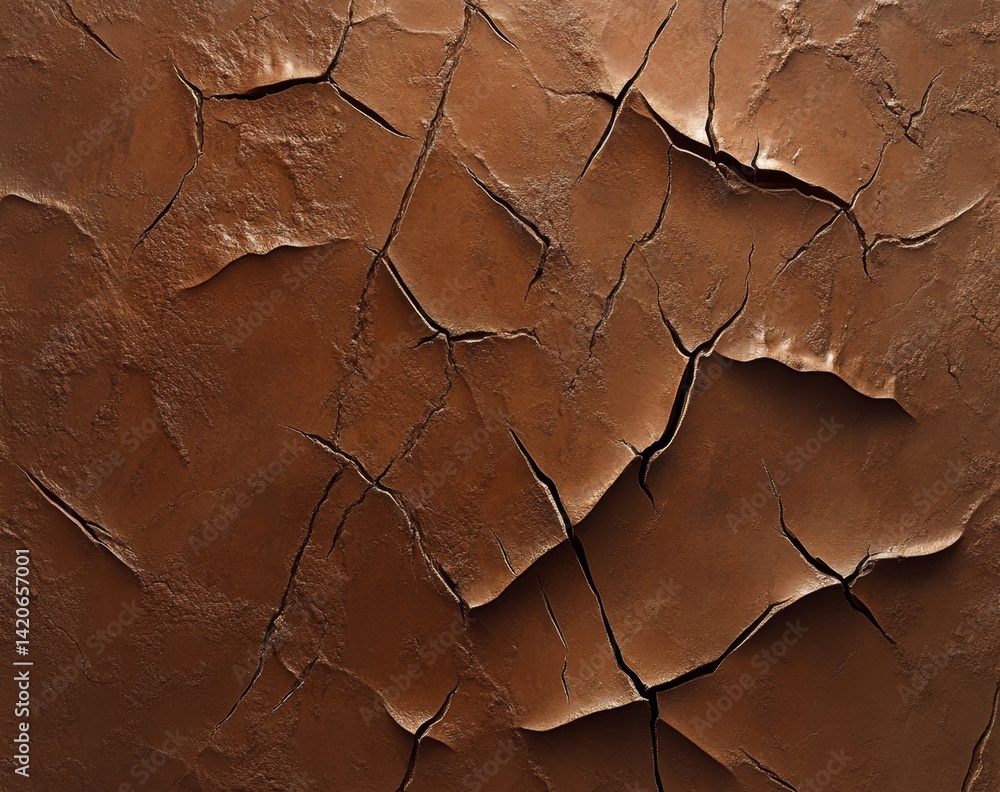 Fototapeta premium Cracked, Dried, Brown Surface Texture