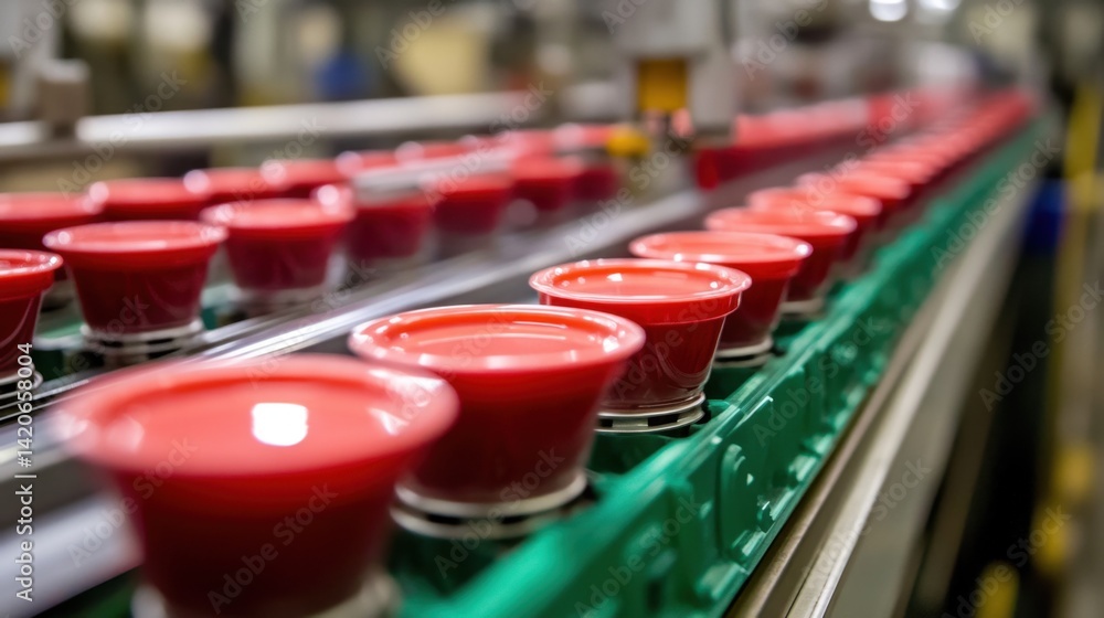 Fototapeta premium Automated production line with machines assembling components in perfect synchronization