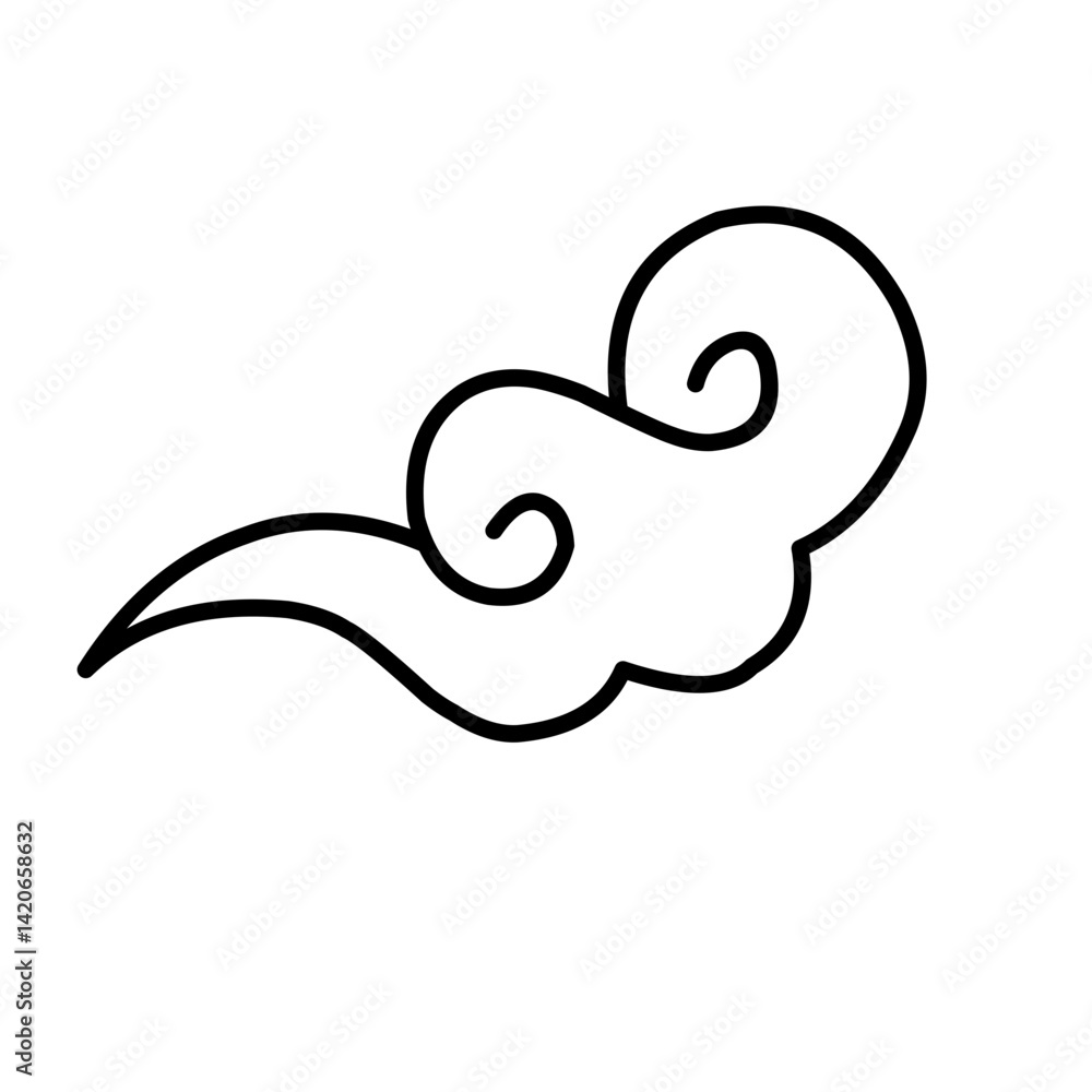 Chinese cloud vector icon in curly style Chinese cloud vector icon in curly style