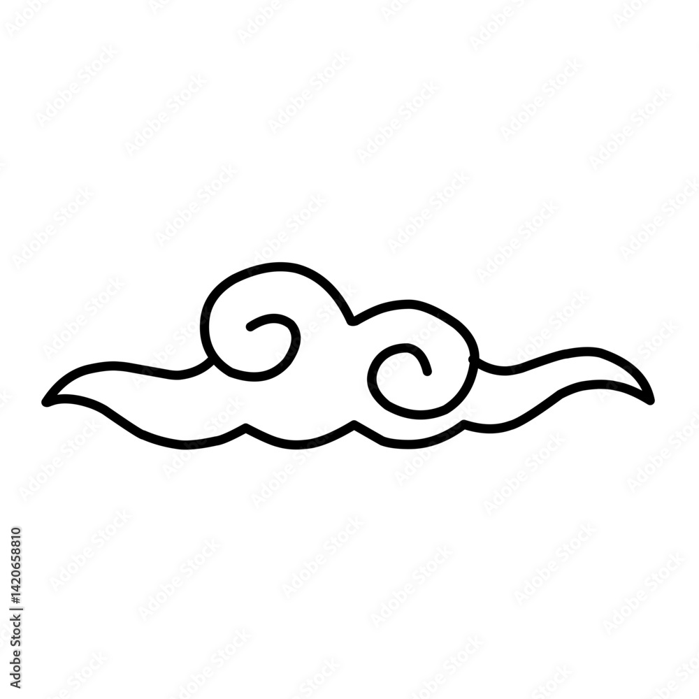 Chinese cloud vector icon in curly style Chinese cloud vector icon in curly style
