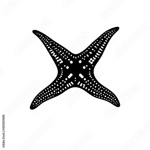 Black starfish with white dots art photo