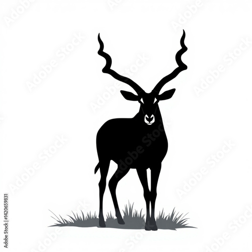 Silhouette of an antelope with horns