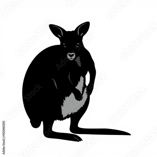 Silhouette of a standing kangaroo art