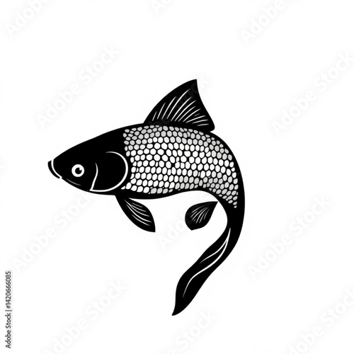 Stylized black and white fish art