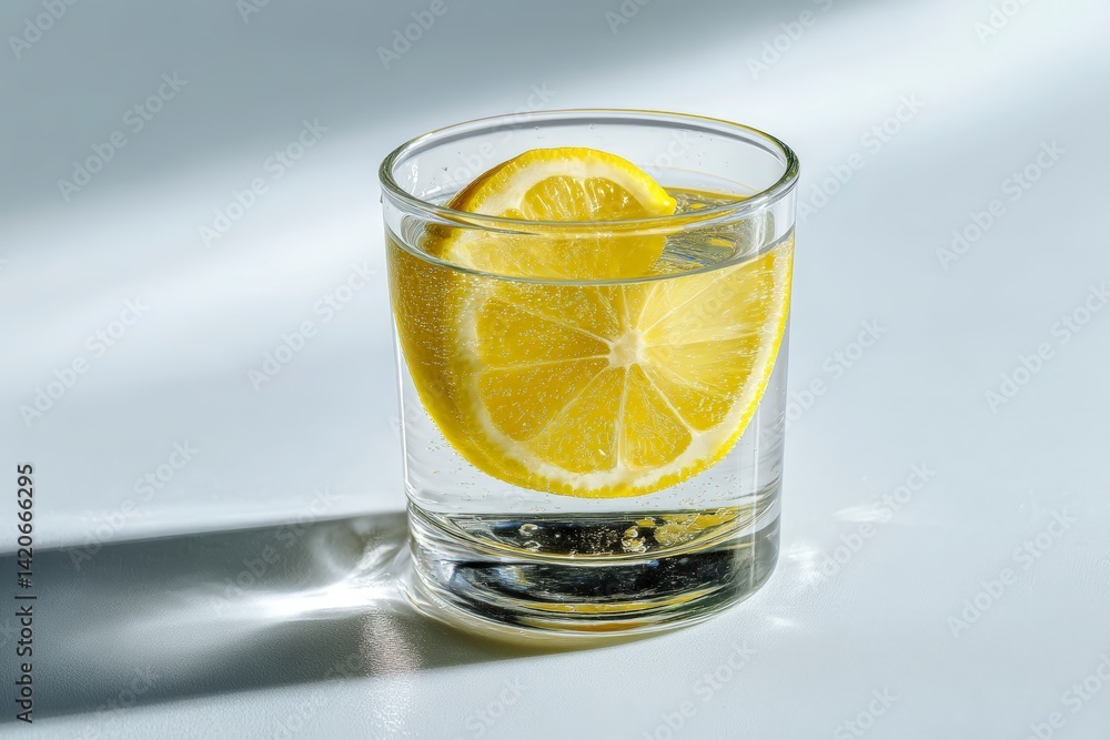 Professional studio photo of a refreshing lemon water in a clear glass, isolated on white, perfect for hydration or healthy lifestyle concepts. Professional studio photo of a refreshing lemon water in a clear glass, isolated on white, perfect for hydration or healthy lifestyle concepts.