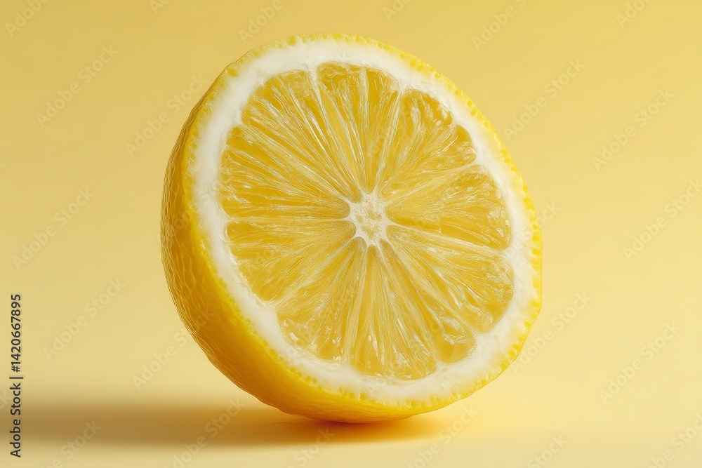 High quality studio photo of a vibrant yellow lemon slice, isolated on white background, ideal for refreshing or citrus concepts. High quality studio photo of a vibrant yellow lemon slice, isolated on white background, ideal for refreshing or citrus concepts.