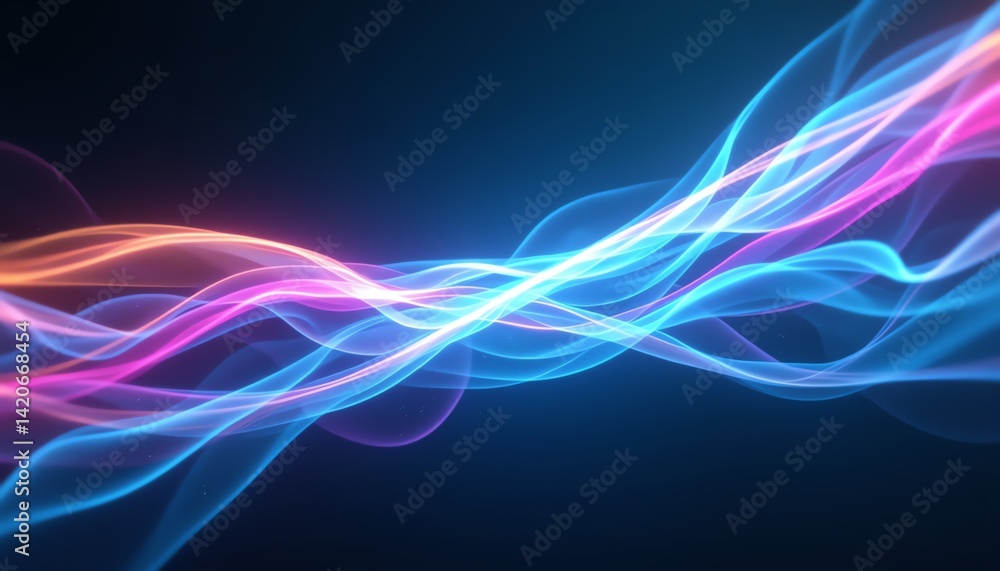 Naklejka premium Vibrant abstract light waves on dark background.