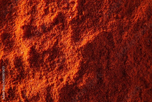 Fototapeta Naklejka Na Ścianę i Meble -  Close-up view of vibrant red spice powder.  Detailed texture
