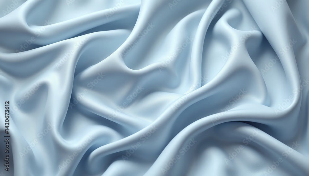 Fototapeta premium Soft blue silk fabric with elegant drapes.