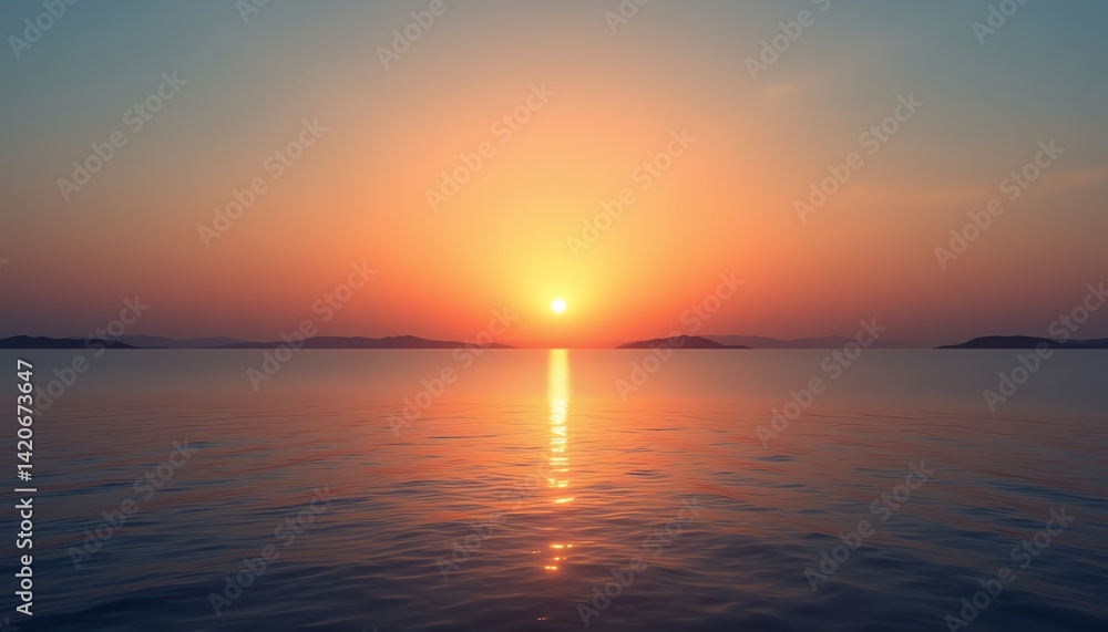 Fototapeta premium Stunning sunset over tranquil water.