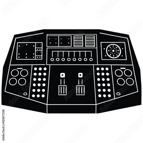 isolated aircraft control panel on white backgroun