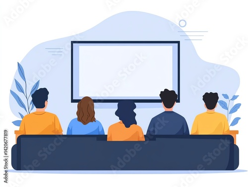 Friends Watching TV Together on Couch