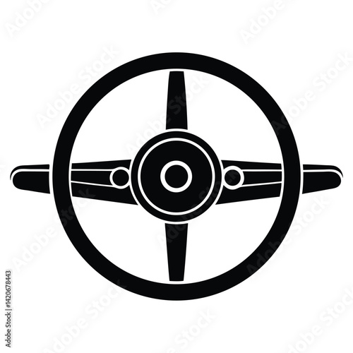 isolated airplane steering yoke on white backgroun