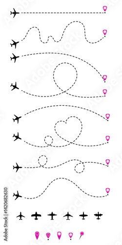 Trajeto do avião pontilhado