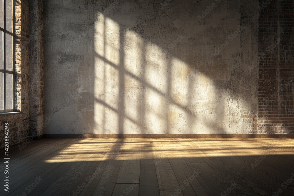 Empty industrial space bathed in sunlight Empty industrial space bathed in sunlight