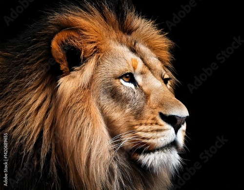  lion head on black, AI generated 