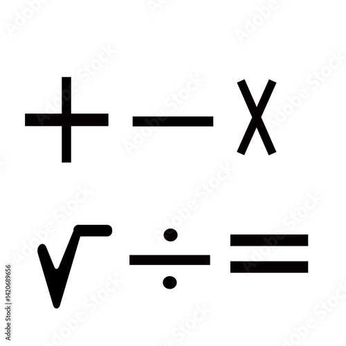Math symbols basic arithmetic icon set vector illustration