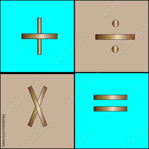mathematics icon set arithmetic plus minus equal multiplication and division . isolated vector math symbols.