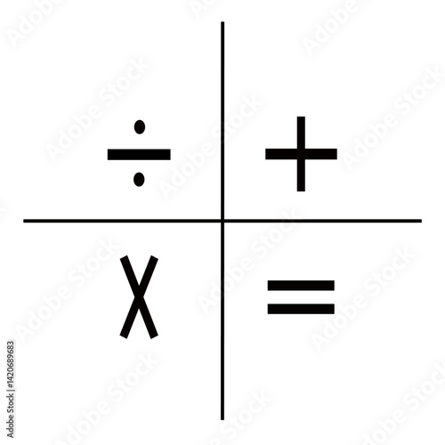 Math symbols basic arithmetic icon set vector illustration